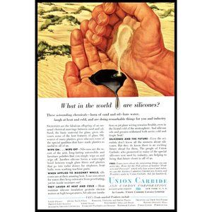 1954 Union Carbide Silicones Vintage Print Ad Chemistry Desert Sand Wall Art